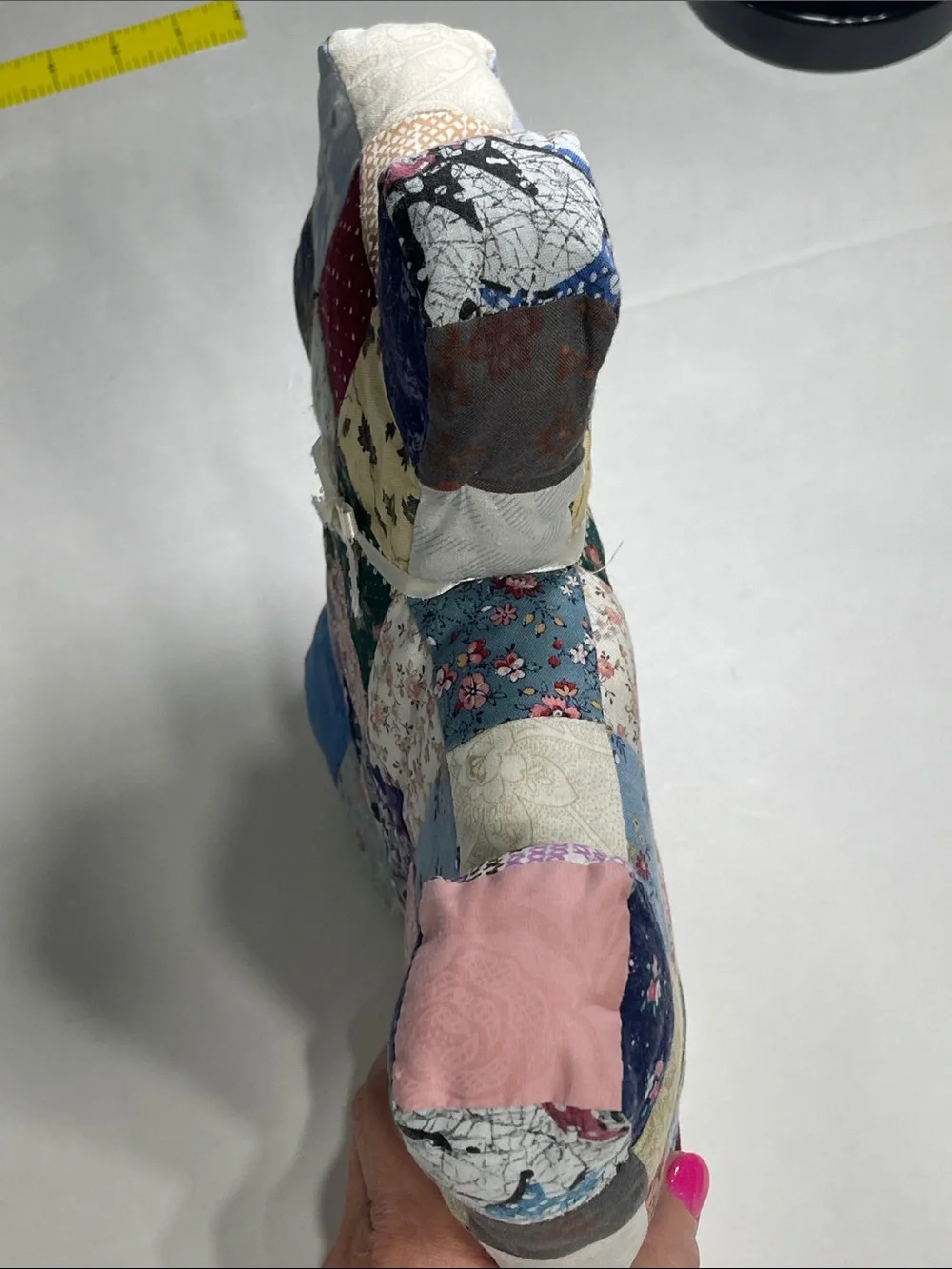 Handmade Patchwork Quilt Scottie Dog Plush Pillow Toy. Preowned.Grandmacore. - Picture 6 of 11